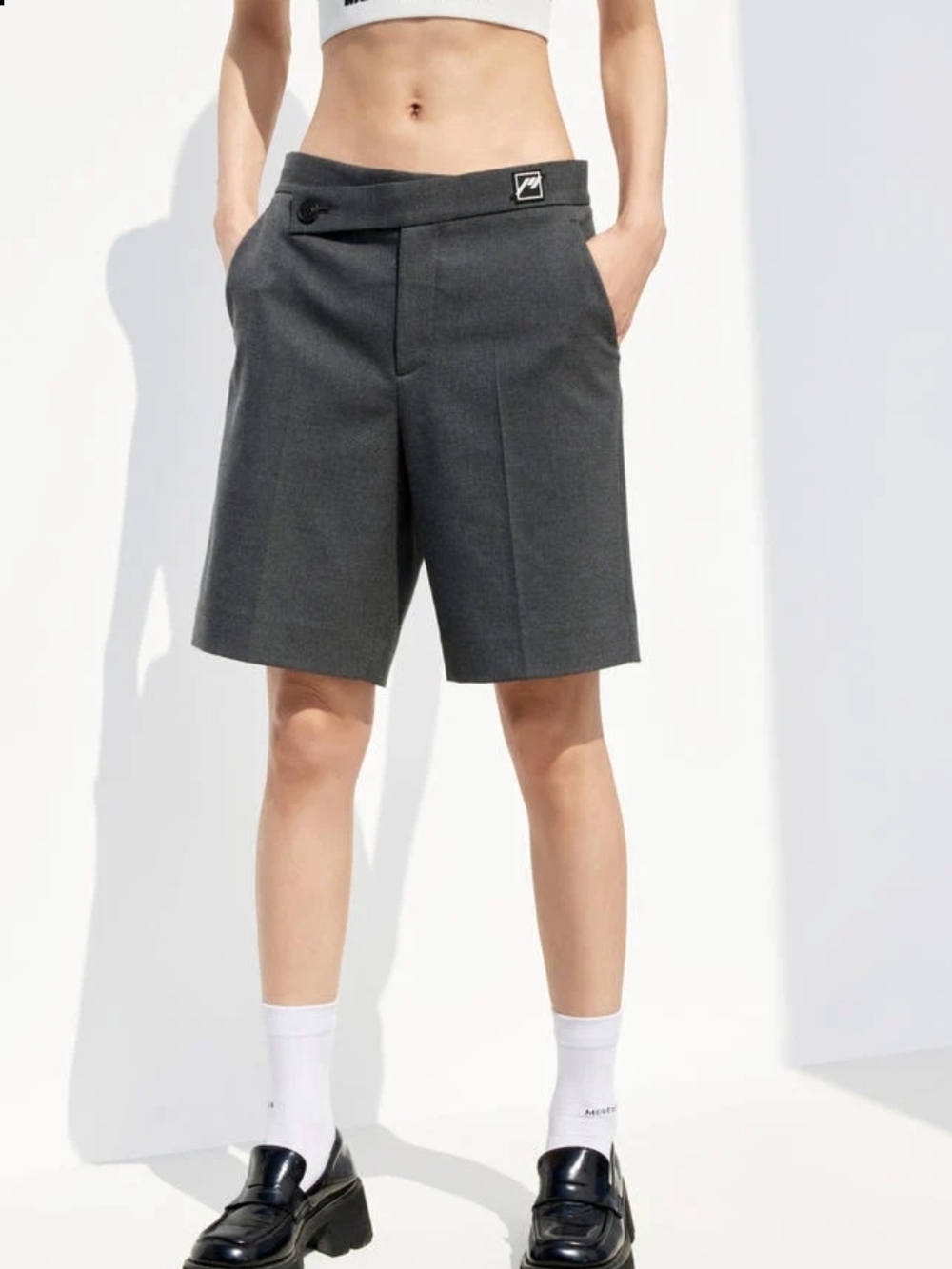 Mo&Co Tailored Charcoal Grey Women's Bermuda Shorts